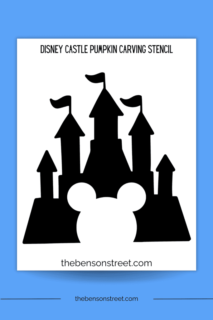 A black and white castle stencil for a castle pumpkin carving stencil