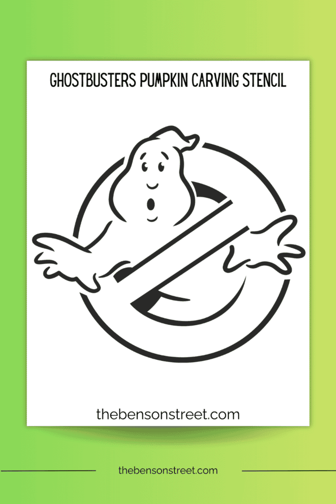 A black and white ghostbusters pumpkin carving stencil