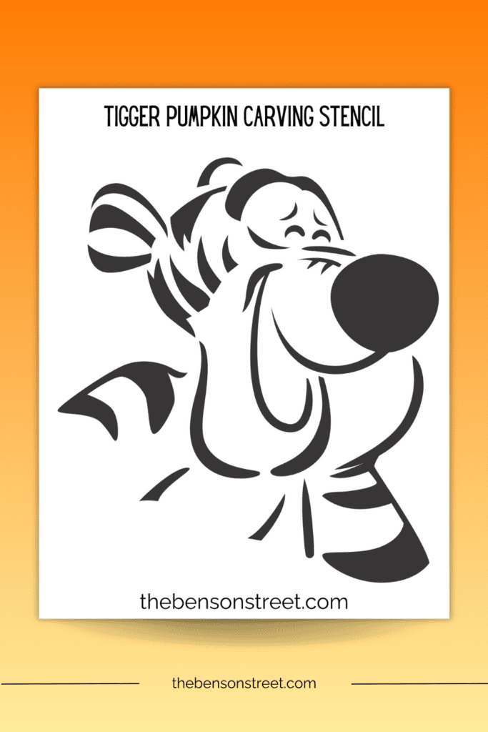A smiling Tigger Face Stencil for Pumpkin carving