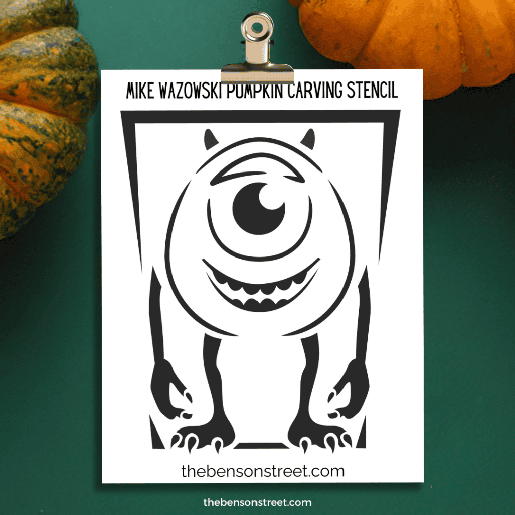 Adorable Mike from Monster's Inc. Pumpkin Carving Stencil Template for a pumpkin carving 