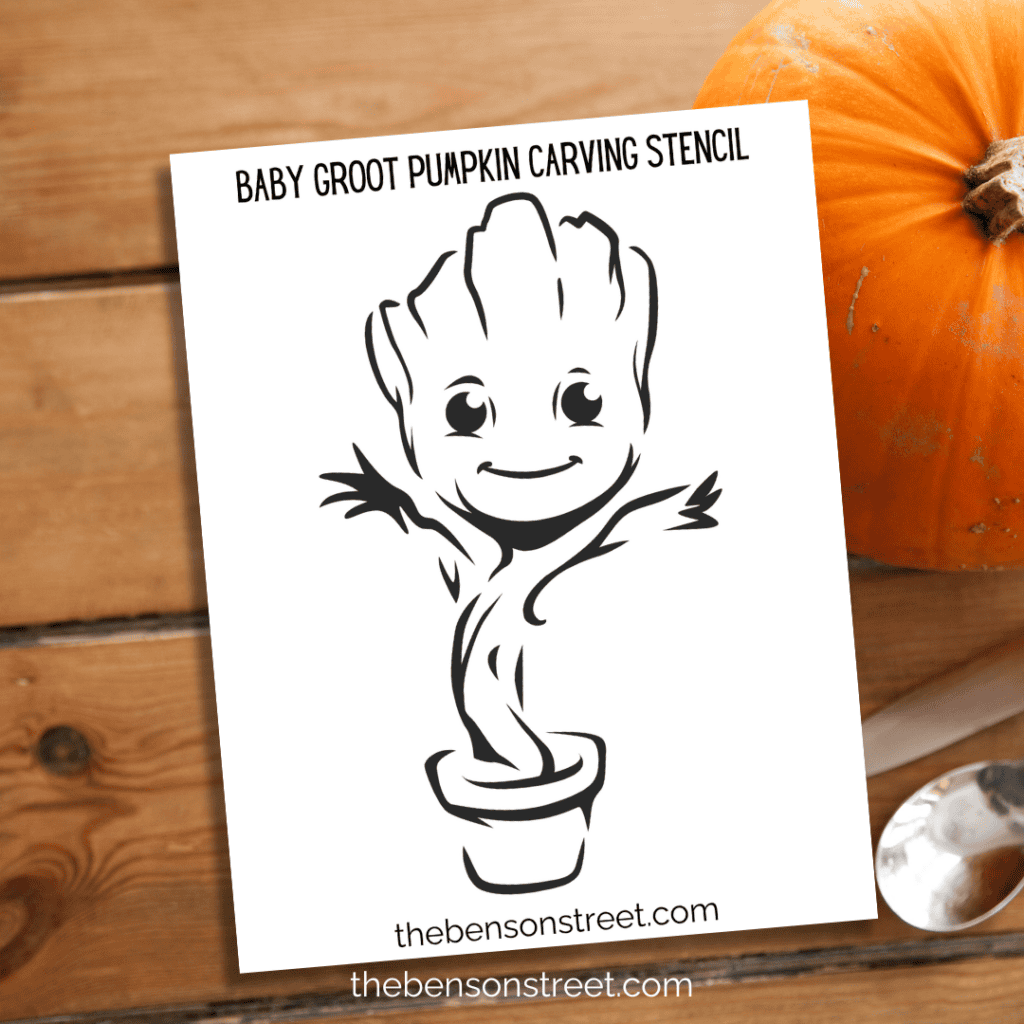Baby Groot Pumpkin Carving Stencil