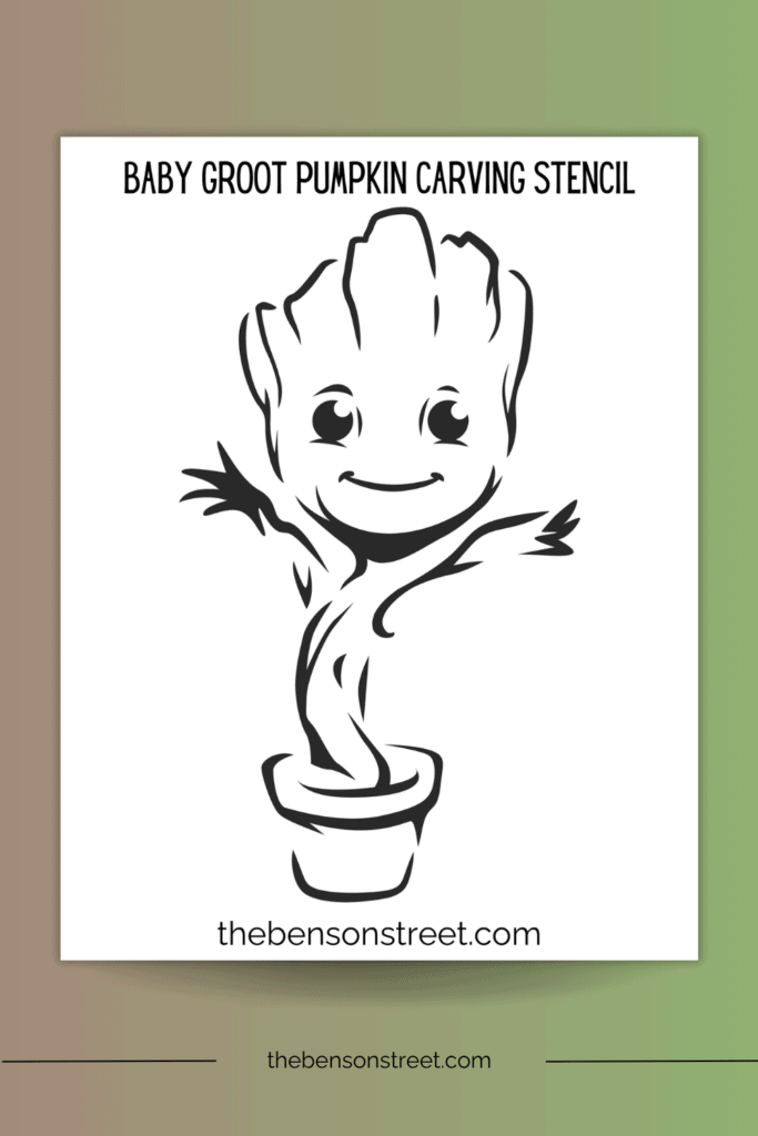 Baby Groot Pumpkin Carving Stencil for a halloween jack o lantern