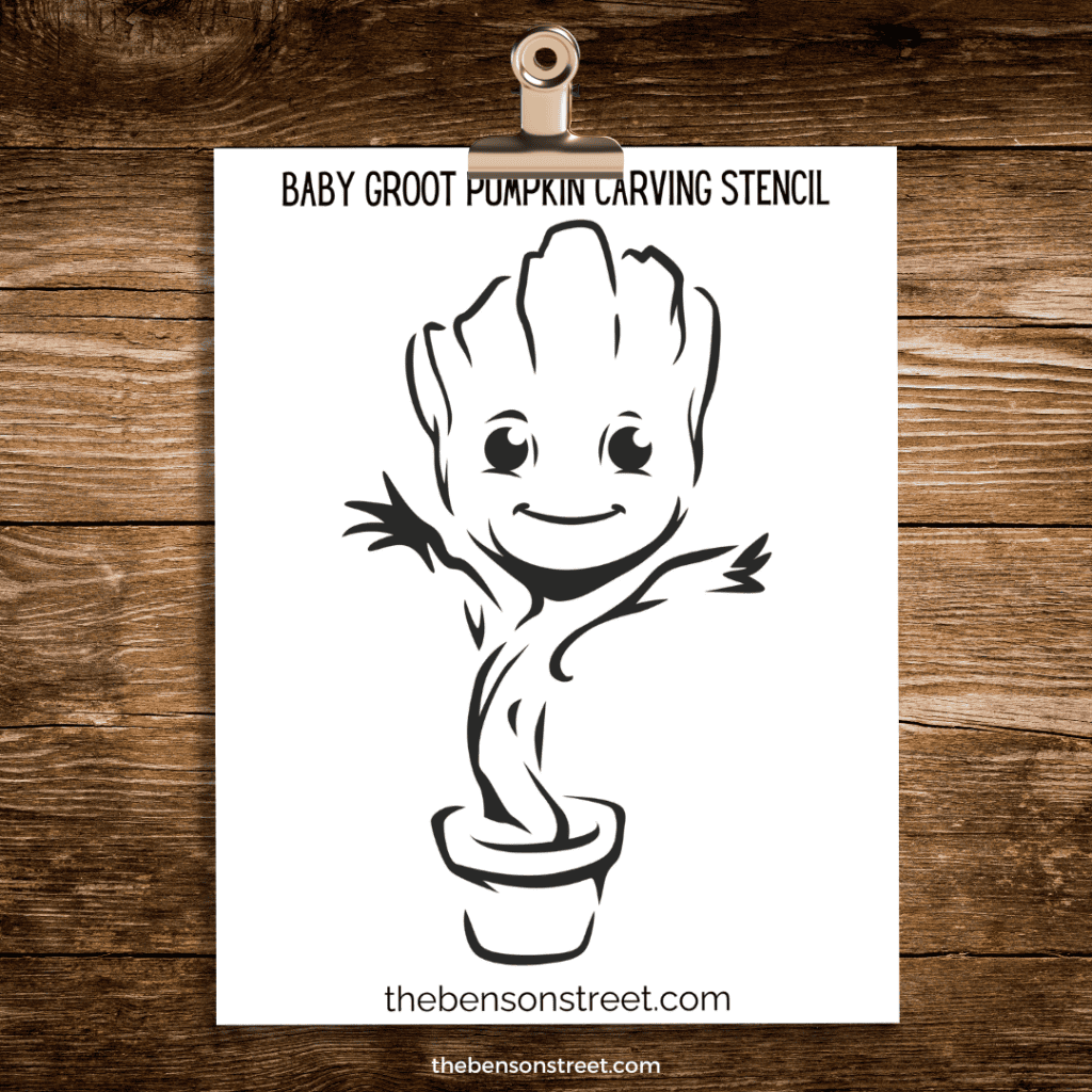 Baby Groot Themed Pumpkin Carving Stencil Template for a Paw Patrol Pumpkin carving