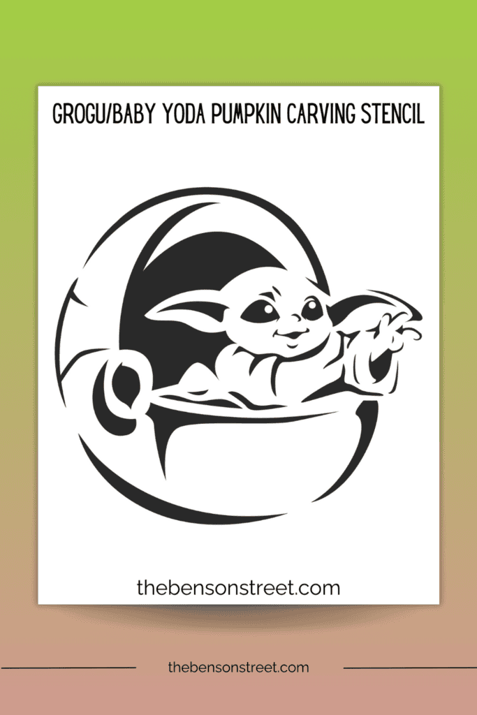 Baby Yoda in a pod pumpkin carving stencil 
