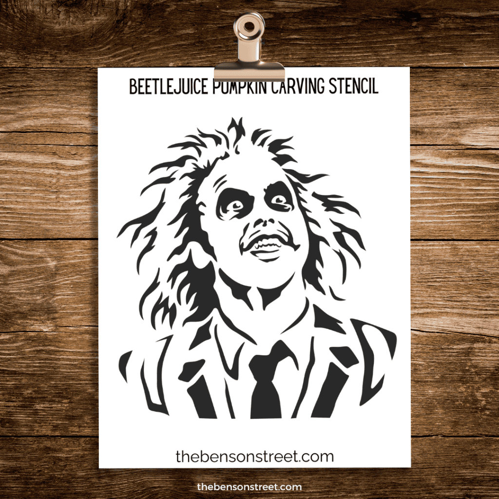 Beetlejuice themed Pumpkin Carving Stencil Template for a pumpkin carving 