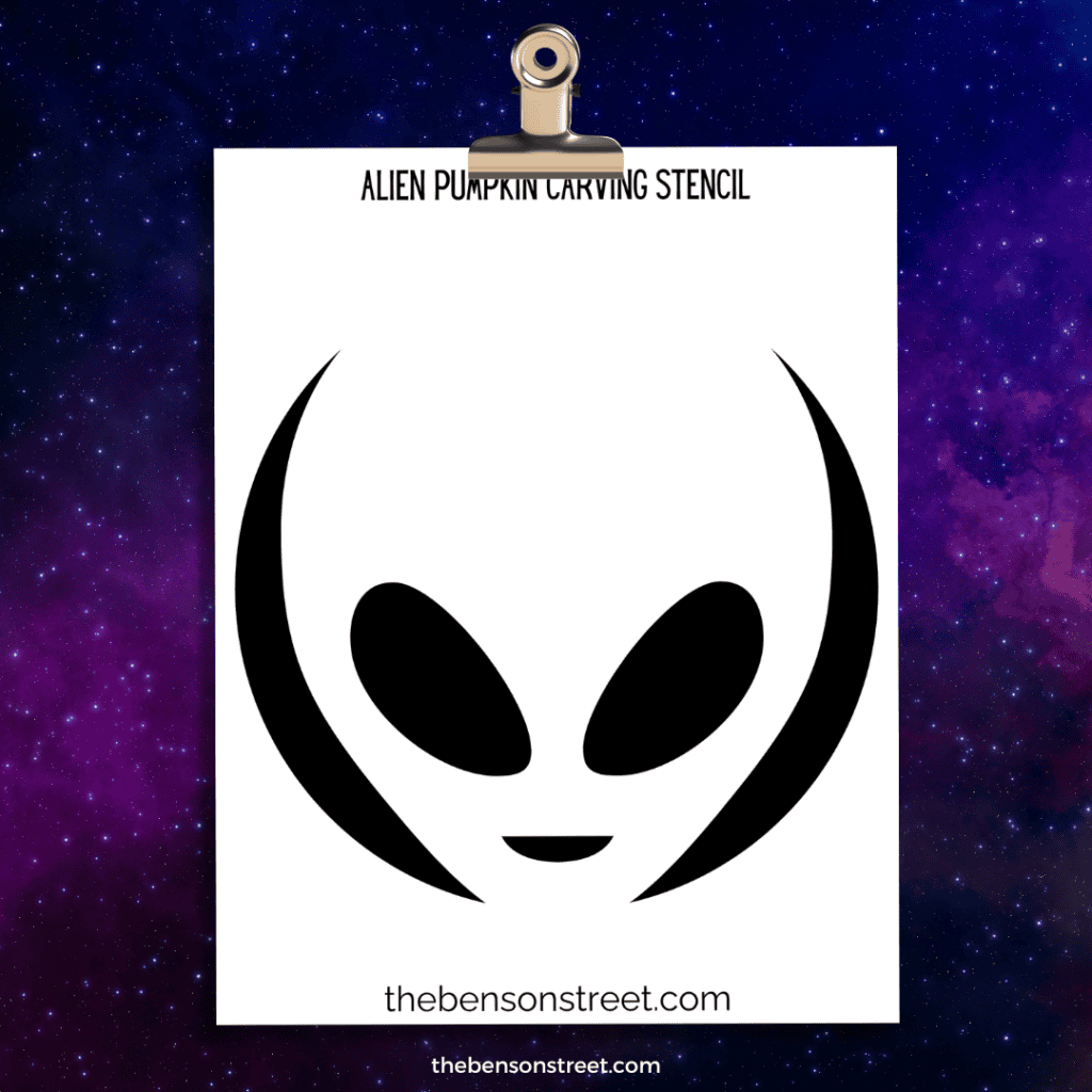 Black and White Alien Pumpkin Carving Stencil Template for a pumpkin carving