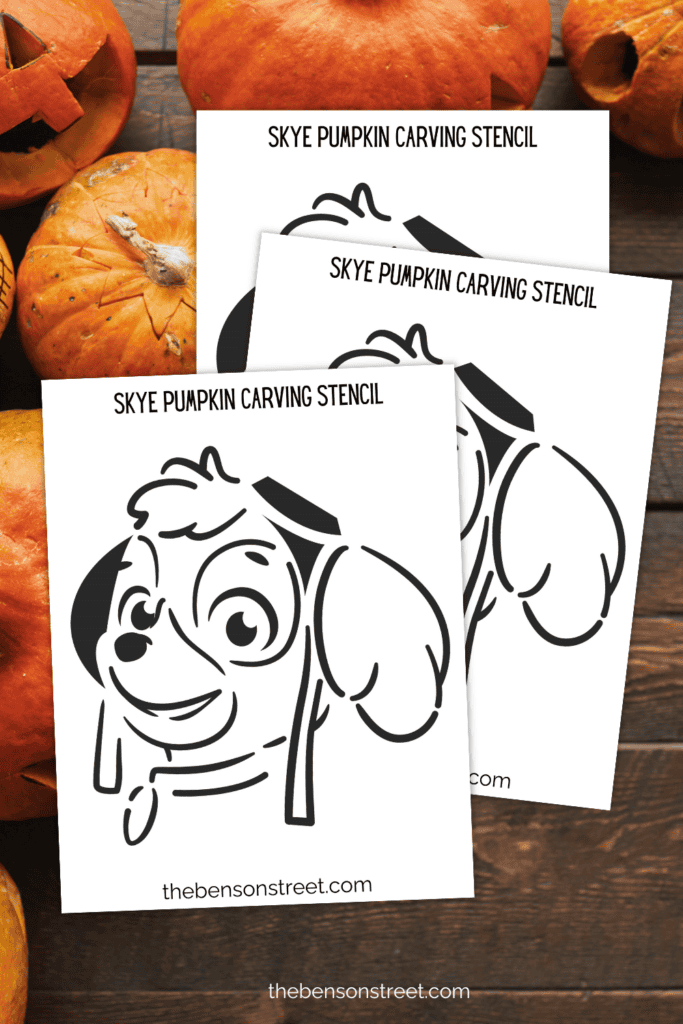 Carve a Skye Paw Patrol Pumpkin with a free printable template 