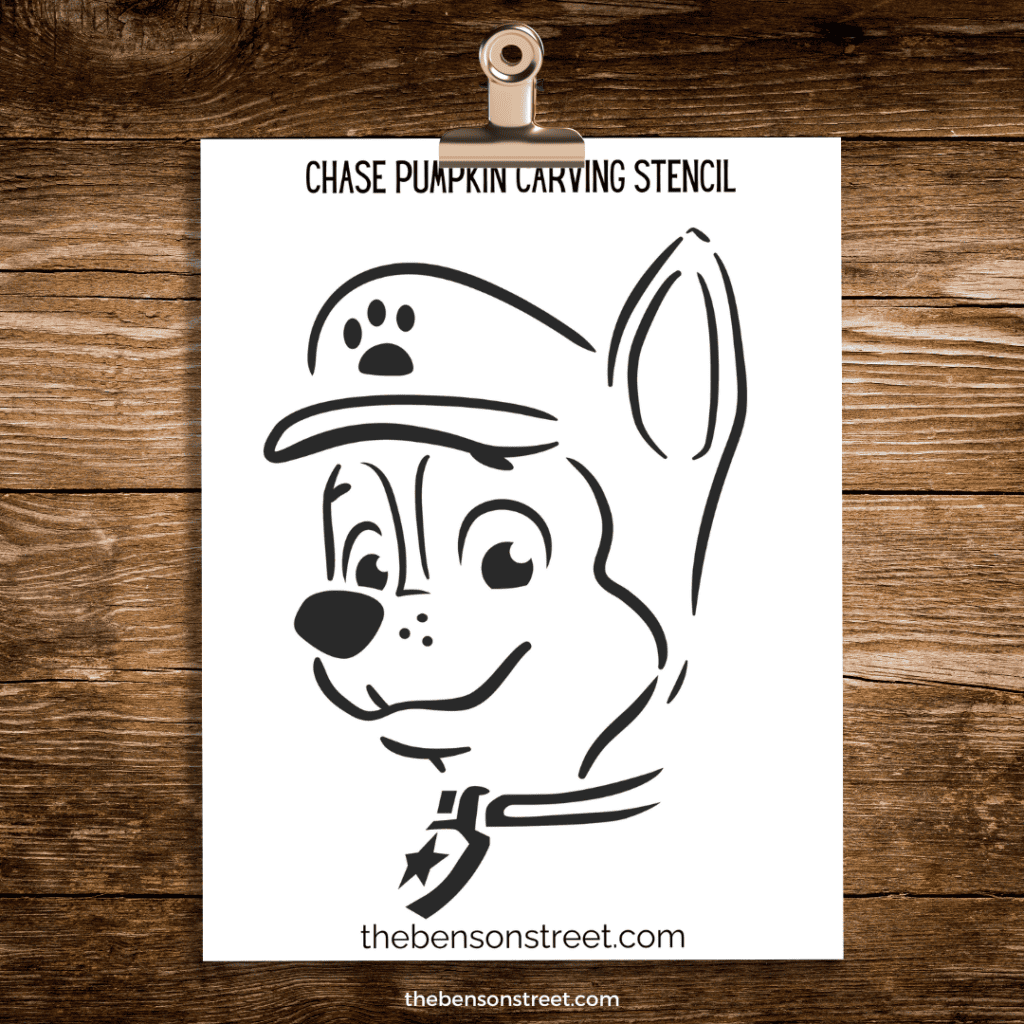 Chase Themed Pumpkin Carving Stencil Template for a Paw Patrol Pumpkin Carving
