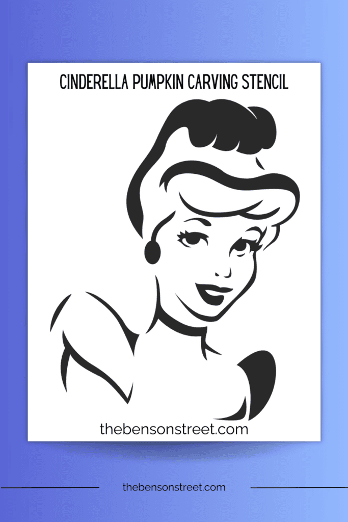 Cinderella Disney Themed Pumpkin carving stencil on a piece of paper