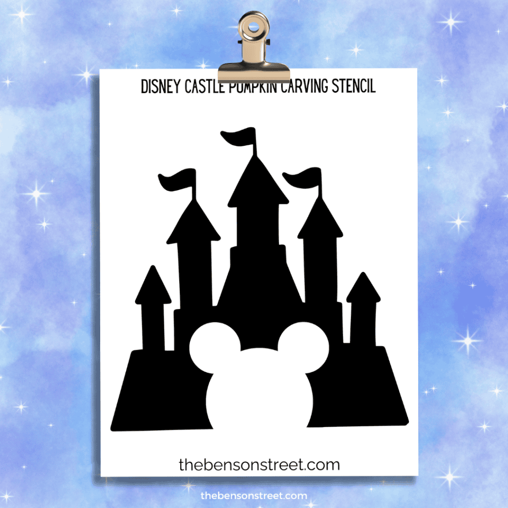 Disney Themed Castle Pumpkin Carving Stencil Template for a pumpkin carving