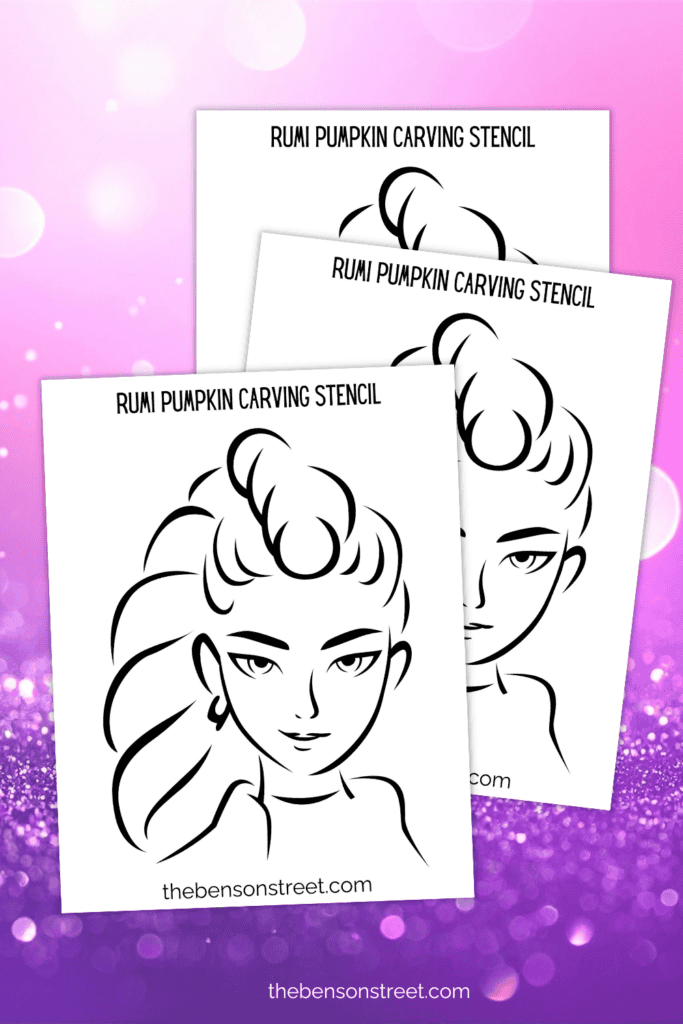 How to carve a Rumi from Huntrix Pumpkin Carving Stencil printable