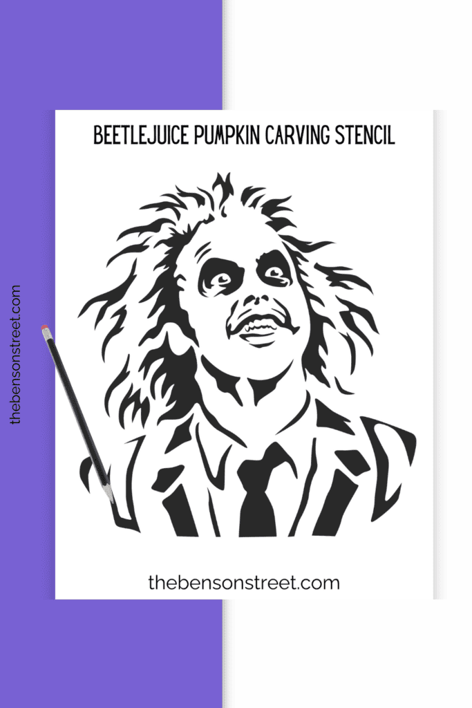 Intricate Beetlejuice carving template for Halloween