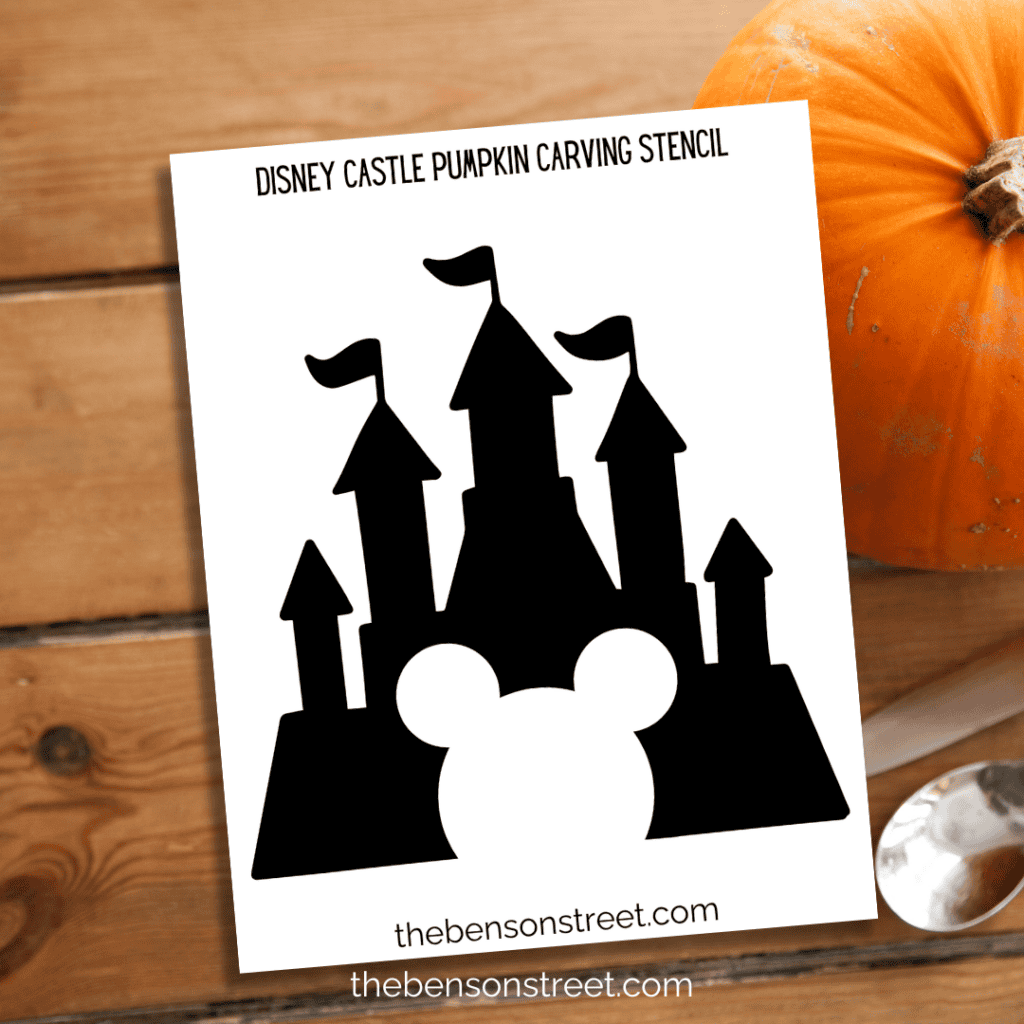 Mickey Disney Castle Themed Pumpkin Carving Stencil
