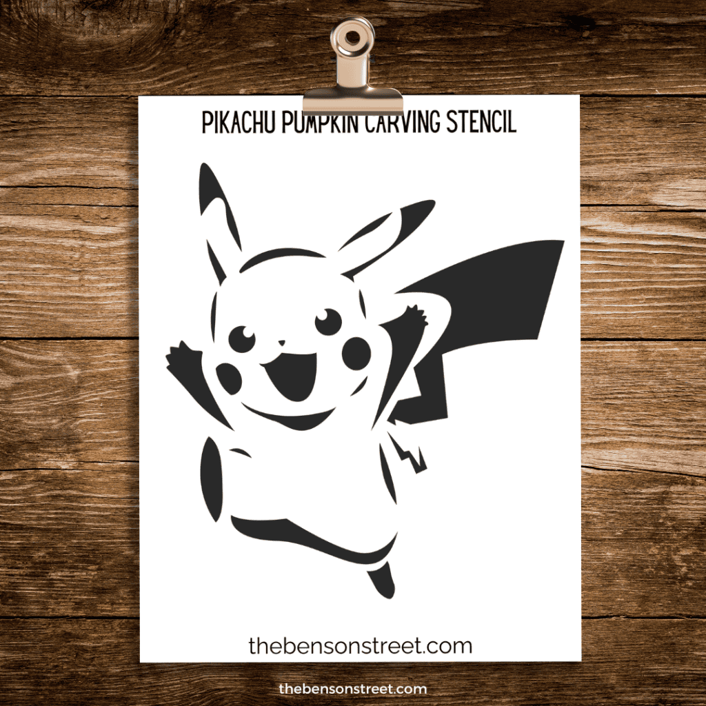 Pikachu Themed Pumpkin Carving Stencil Template for a Pokemon Pumpkin carving