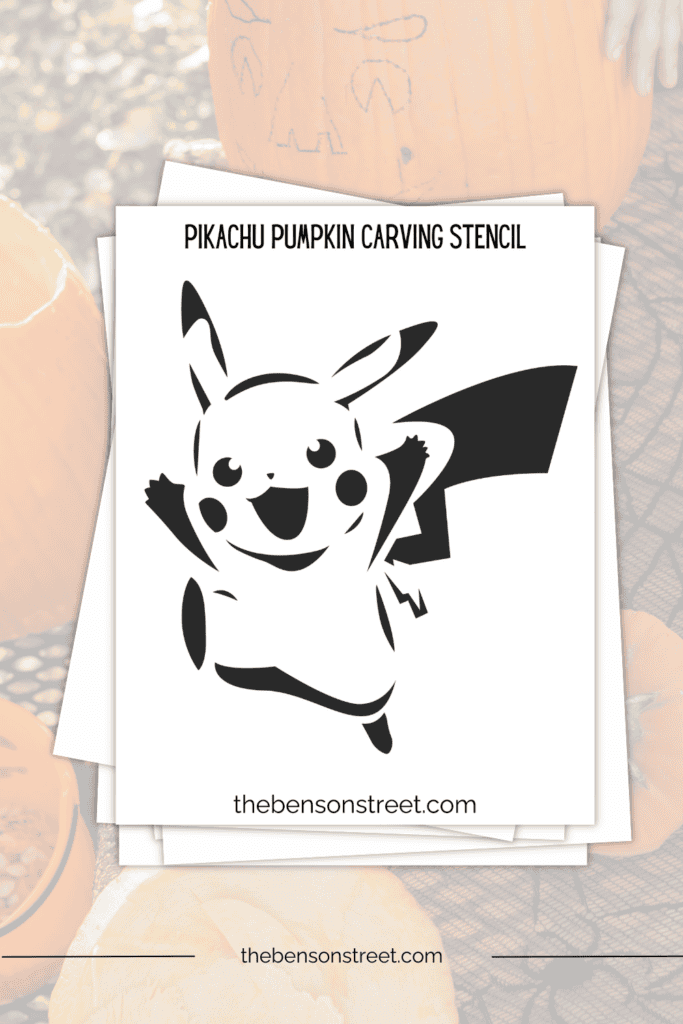 Pikachu pumpkin carving stencil for halloween carving