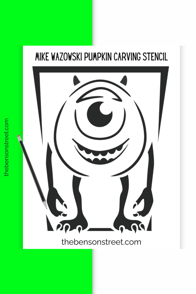 Printable Sheet featuring a smiling one eyed monster for pumpkin carving