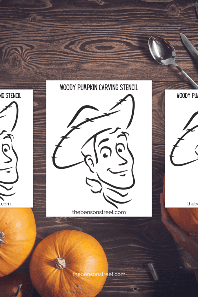 Printable template to carve woody on a pumpkin