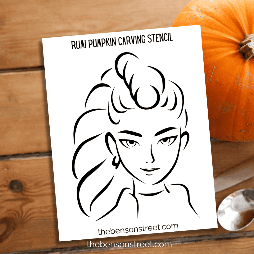 Rumi Face Pumpkin Carving Stencil