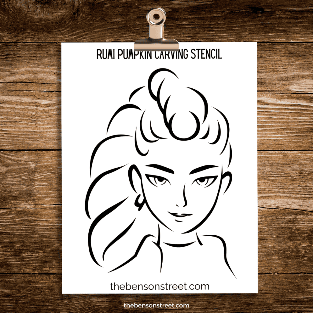 Rumi Pumpkin Carving Stencil Template for a Huntrix Pumpkin carving 