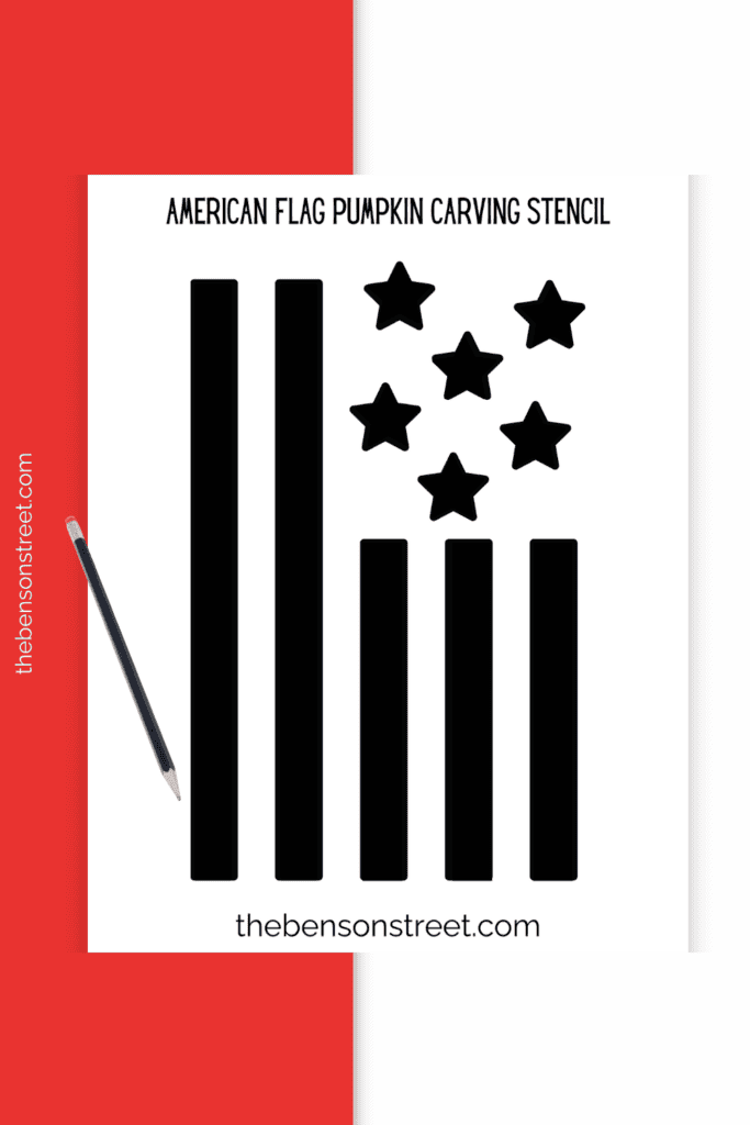 Simple stars & stripes flag pumpkin carving stencil for a patriotic pumpkin