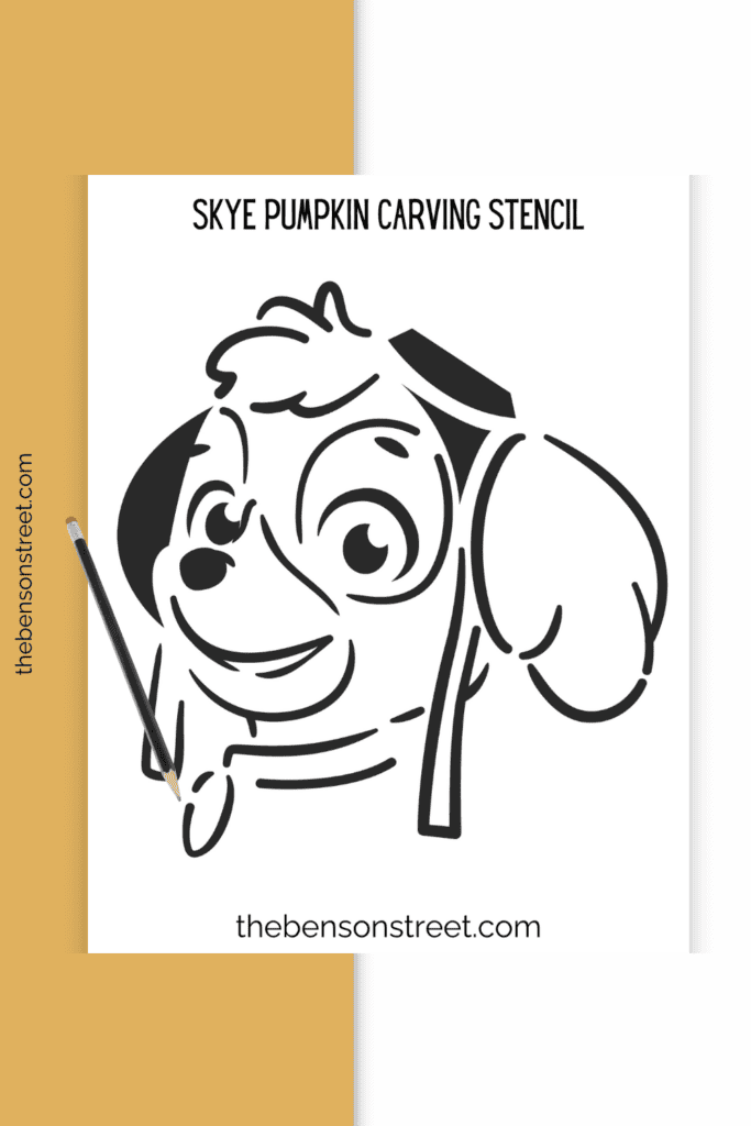 Skye Paw Patrol Stencil with a pencil on top