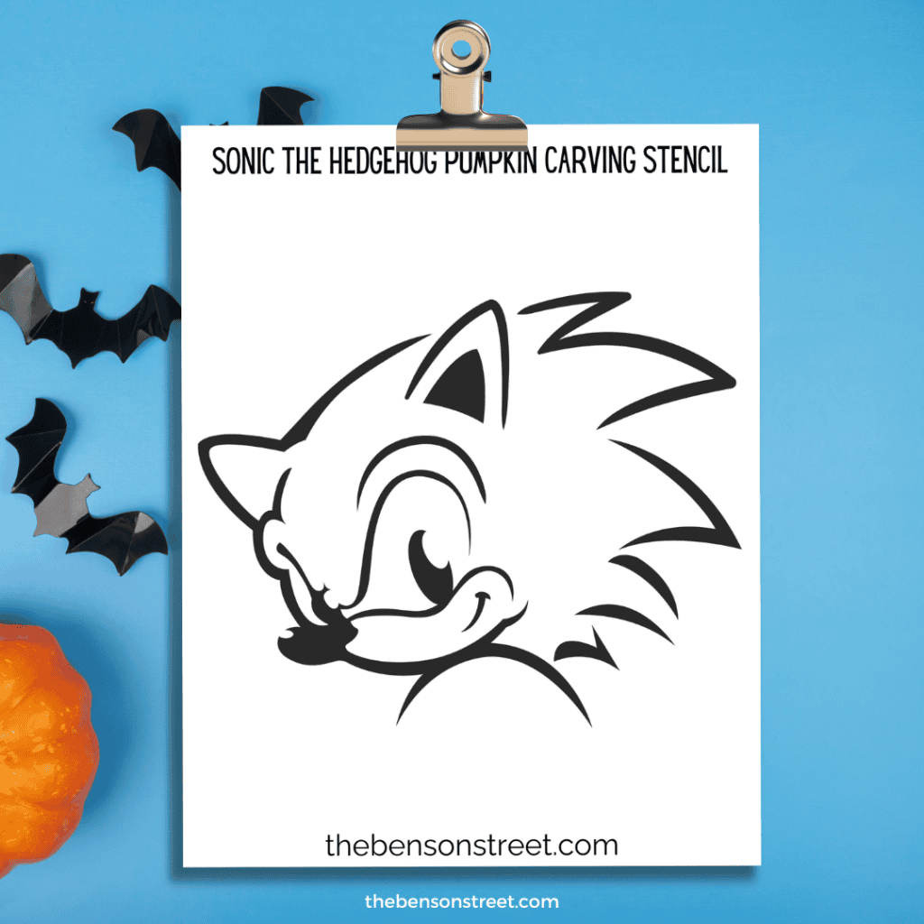 Sonic the Hedgehog Face Pumpkin Carving Stencil Template for a pumpkin carving 