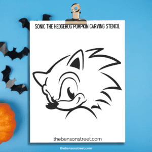 Sonic the Hedgehog Face Pumpkin Carving Stencil Template for a pumpkin carving