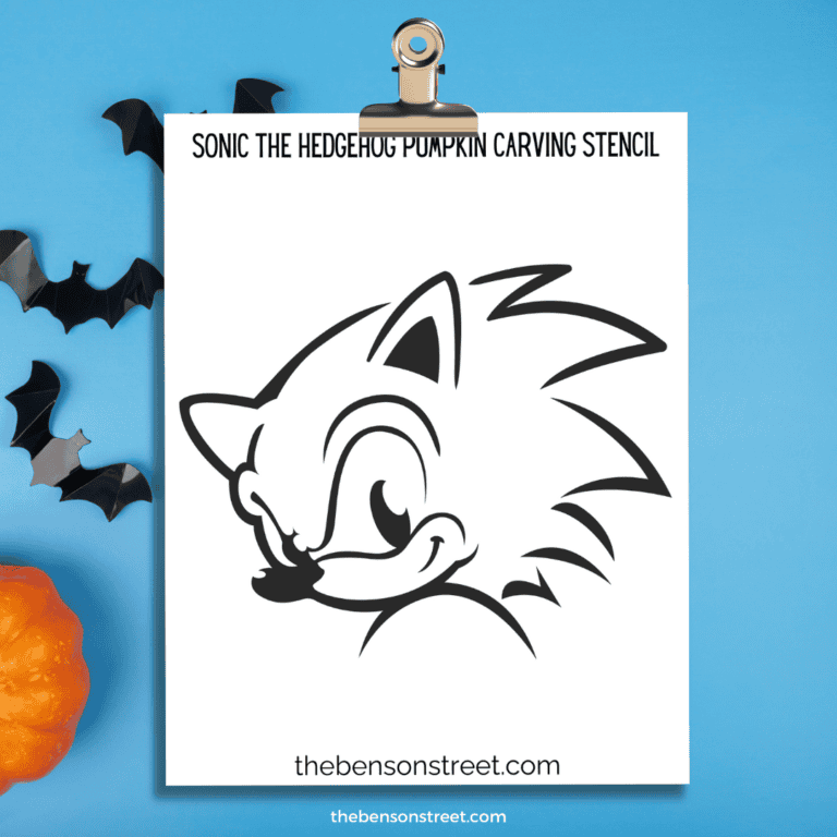 Sonic the Hedgehog Face Pumpkin Carving Stencil Template for a pumpkin carving