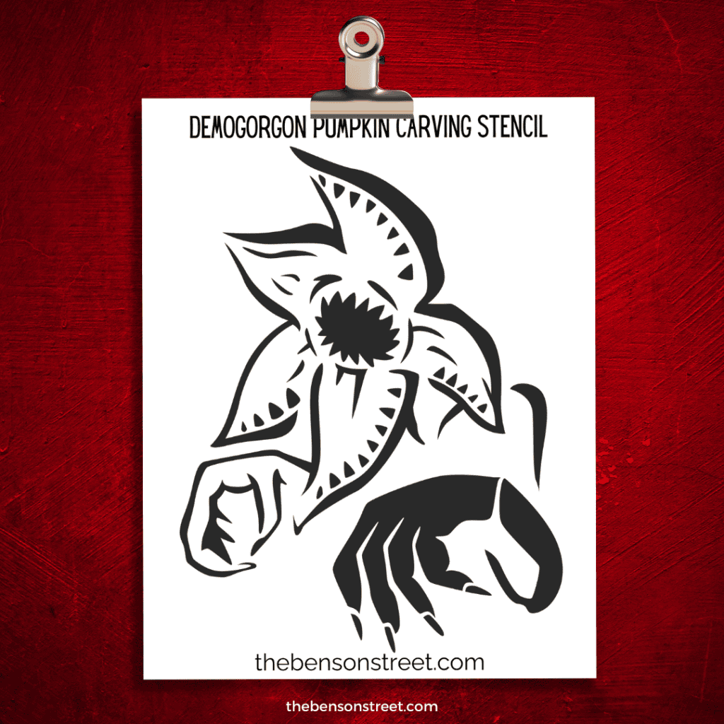 Stranger Things Themed Demogorgon Pumpkin Carving Stencil Template for a pumpkin carving