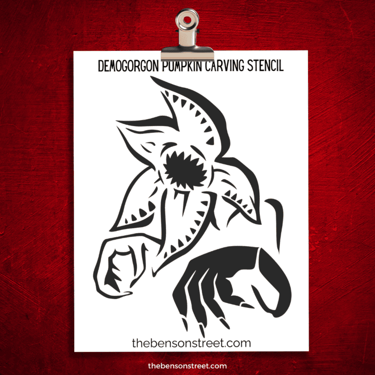 Stranger Things Themed Demogorgon Pumpkin Carving Stencil Template for a pumpkin carving