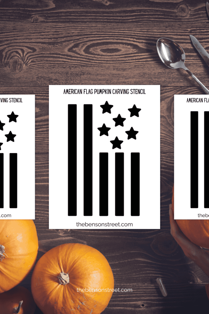 Table flat lay with pumpkin carving templates and supplies on top
