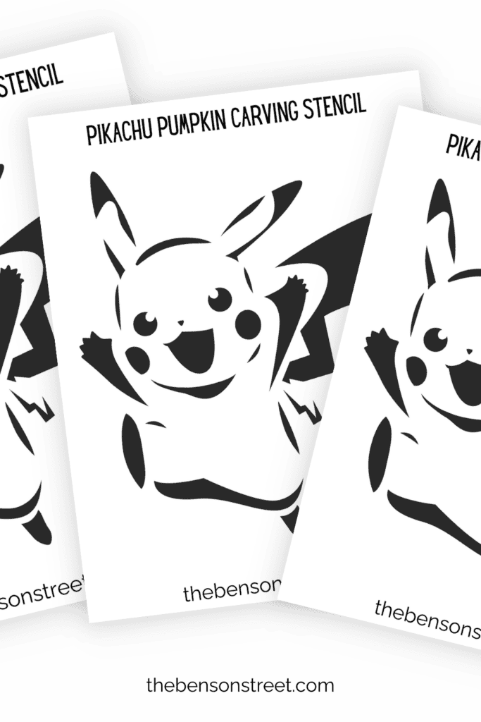 Printable Pikachu pumpkin stencil for Halloween pumpkin carving.