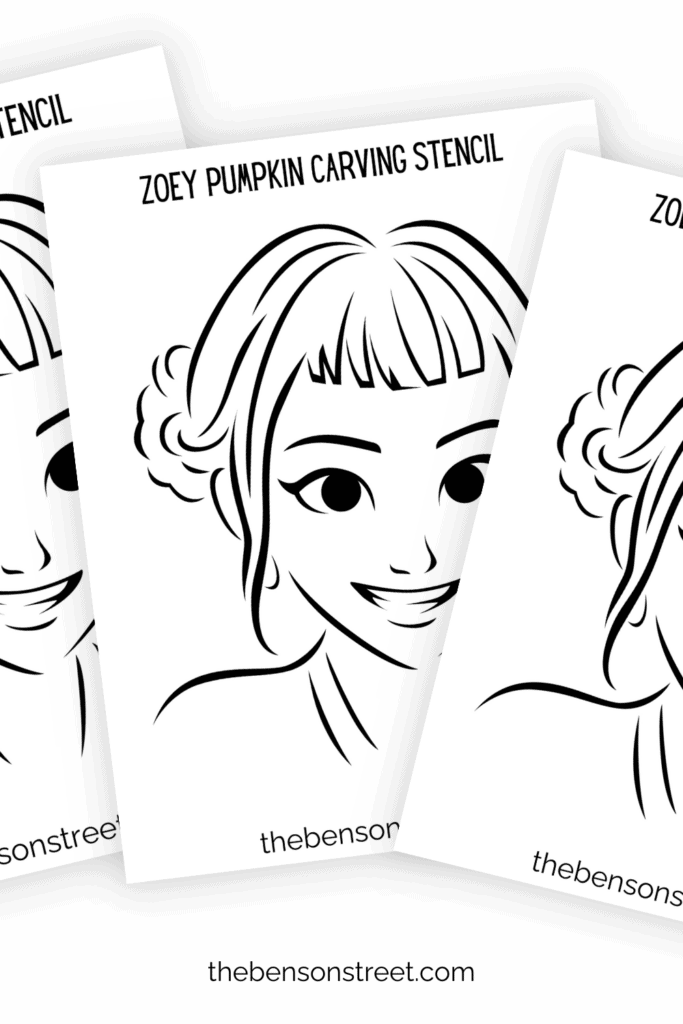 Three Zoey Face stencils for pumpkin carving Jack O'lanterns
