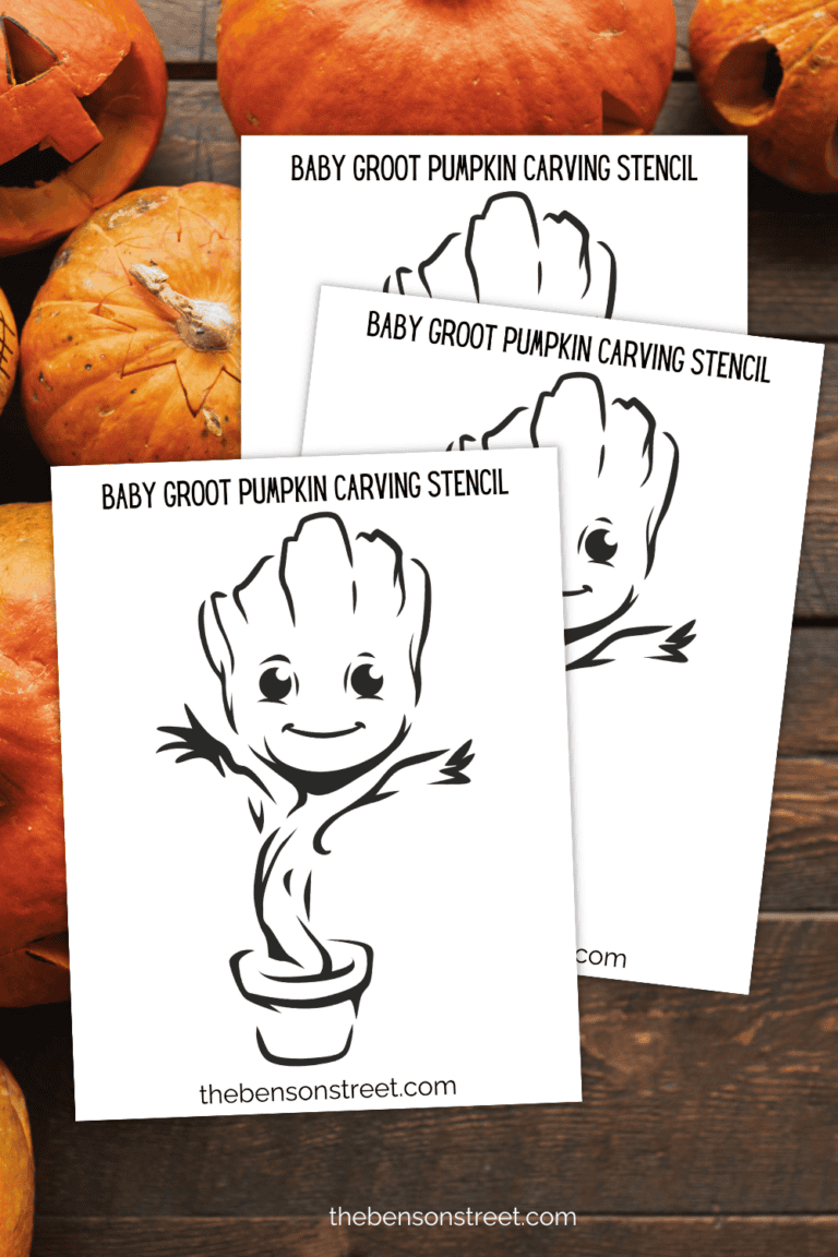 Three sheets in a staggered stack featuring the adorable baby groot