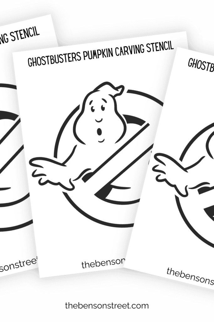 Three sheets of Ghostbusters logo on pages