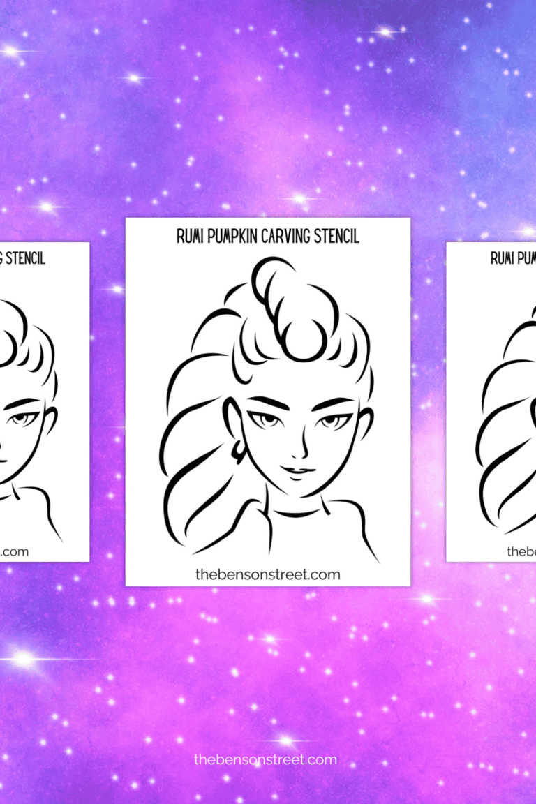 Three sheets of a Rumi inspired KPop demon hunters stencil
