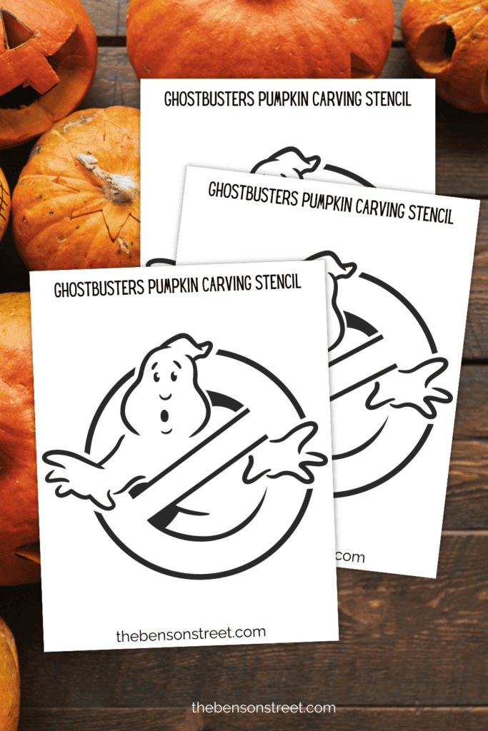Three sheets of a ghostbusters logo pumpkin template