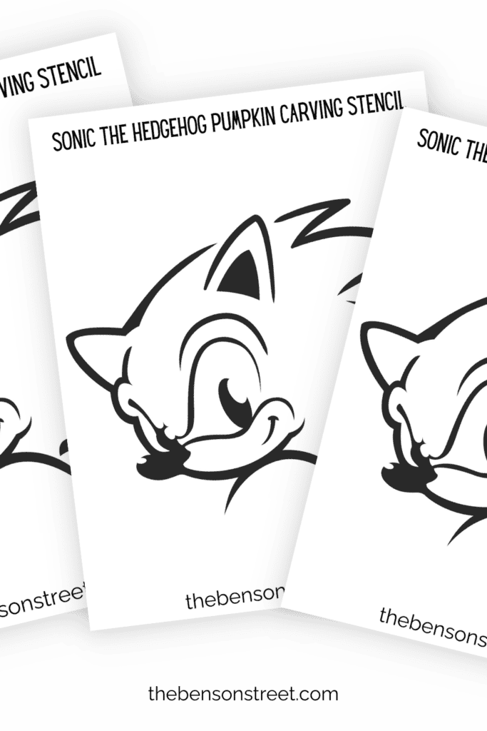 Three sheets of a sonic the hedgehog face pumpkin template