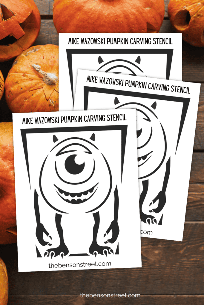 Three sheets of printable pumpkin stencils for creating an adorable monster pumpkin