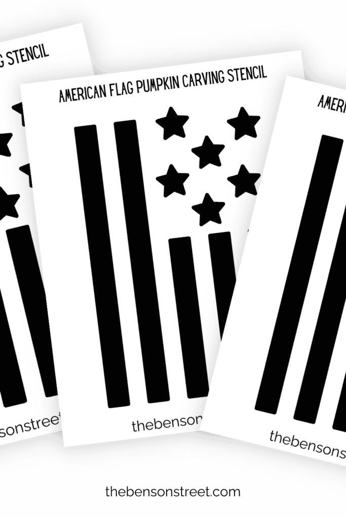 Three sheets of printed out black and white stencils that look like a flag