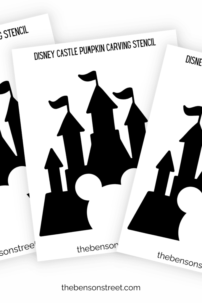 Three sheets with a castle pumpkin template