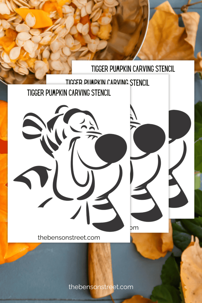 Tigger stencils on top of pumpkin carving essentials 