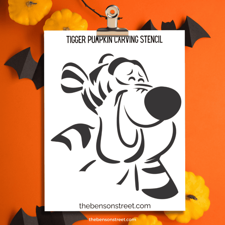 Tigger themed Pumpkin Carving Stencil Template for a pumpkin carving