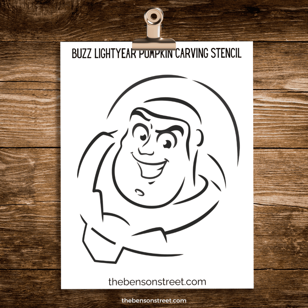 Toy Story Pumpkin Carving Stencil Sheet on a clip with buzz on it
