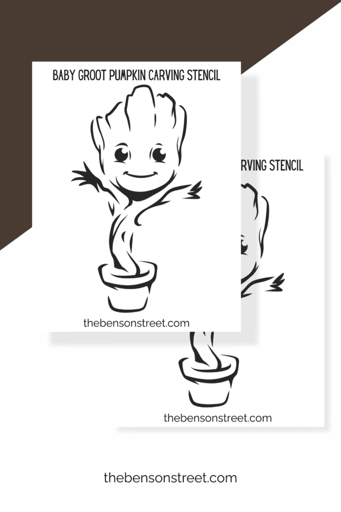 Two Baby Groot Themed Marvel Pumpkin Stencils