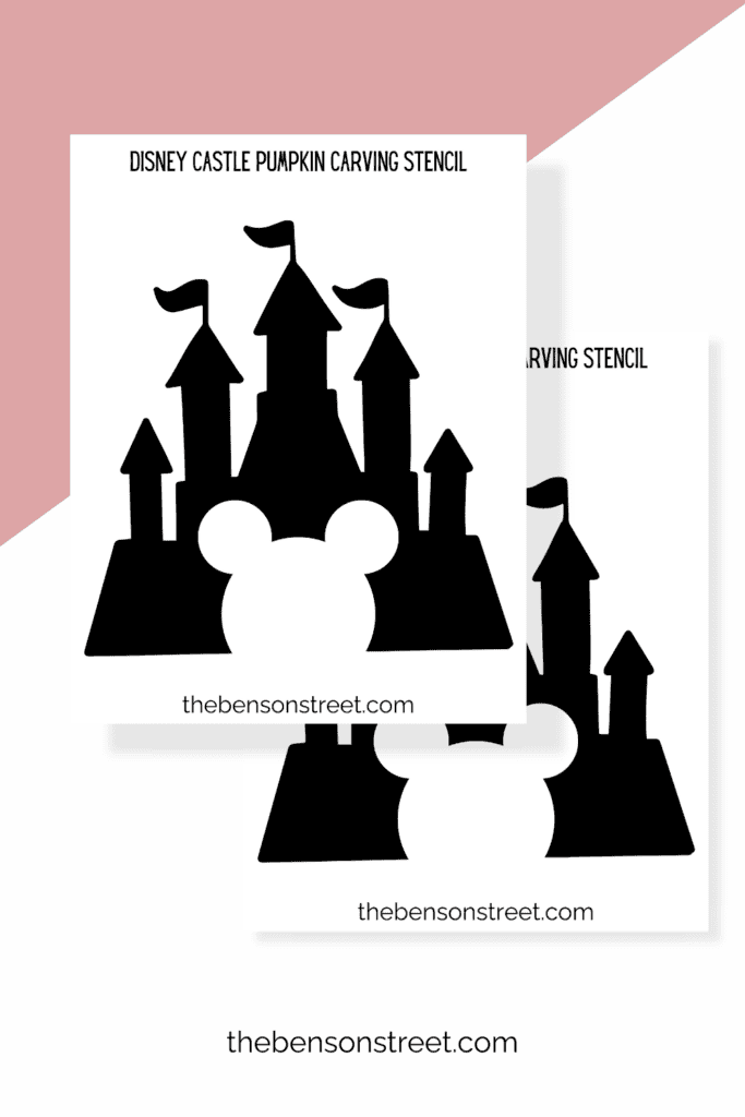 Two Castle Pumpkin carving templates with a mickey mouse door