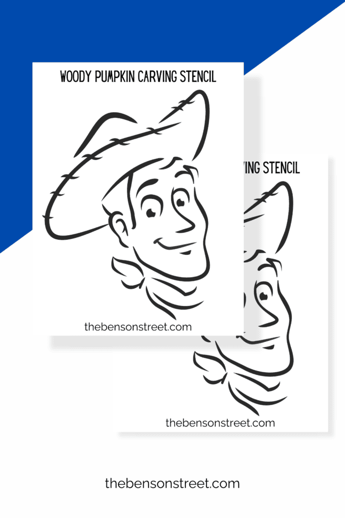 Two carving stencils featuring the iconic hat and face of woody 