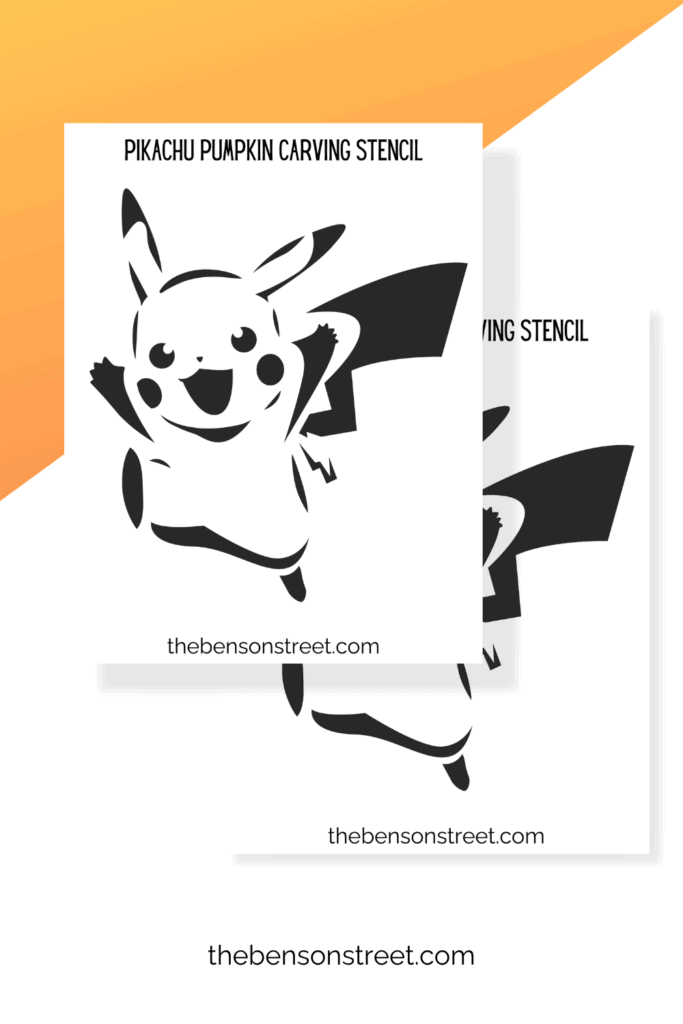 Two pikachu black and white stencils for carving pumpkins