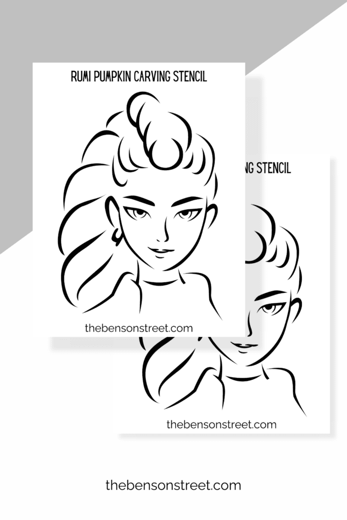 Two sheets of a Rumi pumpkin stencil printable