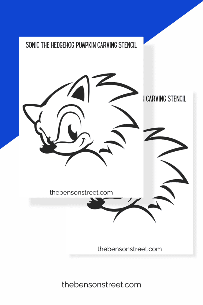 Two stencils featuring sonic's smiling face for a halloween jack o'lantern